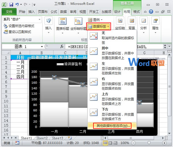 Excel2010图表制作：线柱盈利分析图